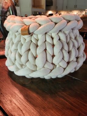 Handmade Cream Chunky Knit Storage Basket